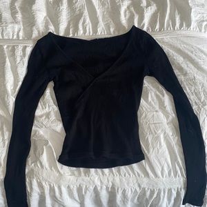 H&M, Black Crop Top, Cross Top